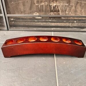 Wood‎ Candlestick Holder 7 Votive Tea Light Candle Arch Decor Centerpiece